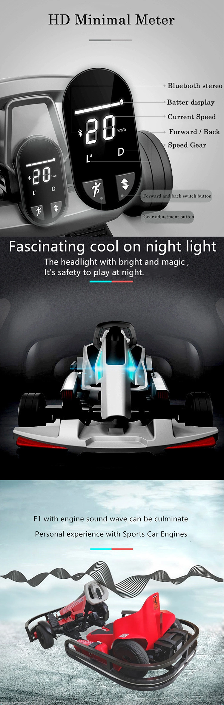 K9-2 4 Wheels Single Seater Nightlight Racing Amusement Electric Go Kart